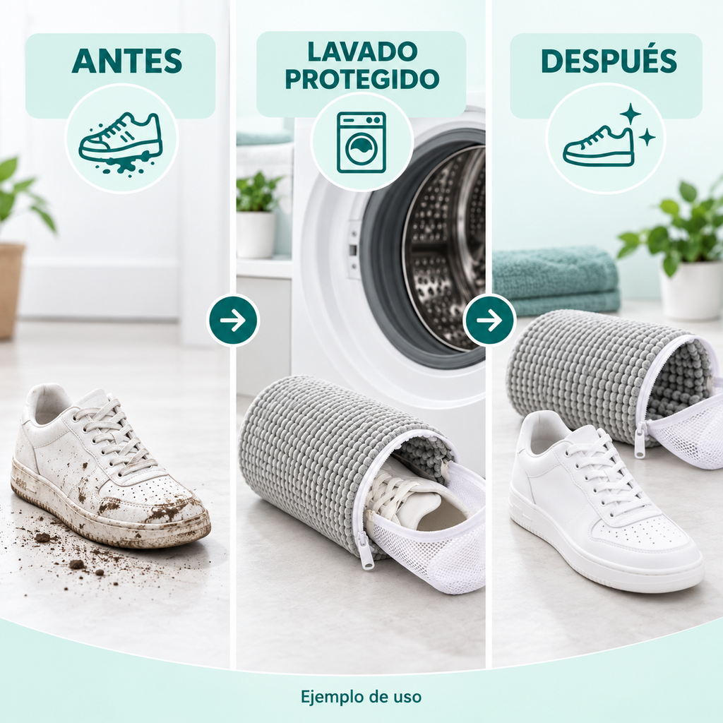 Bolsa protectora 360º para lavar zapatillas